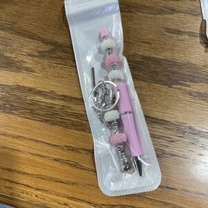 Decorated Multi Color‎ Ink Pen + Refill & Matching Key Chain Beaded Handmade NEW